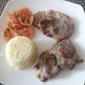 El cooksnap de cata A. cuando hizo Chuleta vetada de cerdo con arroz blanco.