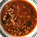 John A's cooksnap of when they made “Daube-strone” Soup.