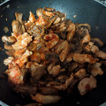 El cooksnap de Marga cuando hizo Revuelto de champiñón con bastones de pollo.