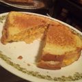Chef Mommy Nessa's cooksnap of when they made Leftover Mac 'n' Cheese, Bacon Grilled Cheese Sandwich.