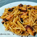 El cooksnap de Encar cuando hizo Espaguetis con pulpo al ajillo y salsa de tomate.