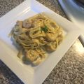 El cooksnap de Kassandra Moran cuando hizo Espaguetti Alfredo.