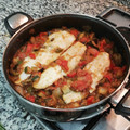 El cooksnap de Eider&Ana cuando hizo Pisto con merluza.