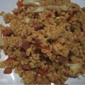 Hauwa Musa's cooksnap of when they made Veggie Bulgur wheat with suya.