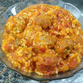 El cooksnap de Stella Zeolla cuando hizo Arroz con albóndigas (con mucho tuco).