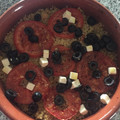 El cooksnap de Alicia cuando hizo Bulgur al horno, con tomate, aceitunas y queso feta.
