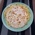 El cooksnap de Luis Martinez cuando hizo Espaguetis con salsa de almendras, puerro y champiñones 🍝.