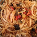 El cooksnap de Sandra cuando hizo Spaghetti con berenjena y atún.