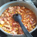 El cooksnap de Indra Guzmán cuando hizo Piernas y muslos de pollo con rajas.