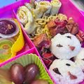 Cooksnap dari Bexa untuk resep Bekal Anak Sekolah (indomi goreng+nasi+telur+sosis+buah +jelly)