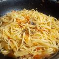 El cooksnap de Armando Sulbaran cuando hizo Espagueti con champiñones.