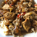 El cooksnap de Marina Oronoz cuando hizo Strogonoff de Pollo con arroz.