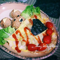Cooksnap mamy_kitchen89 semasa beliau membuat Teddy bear omurice - Japanese ketchup fried rice with omelette 🧸💝.