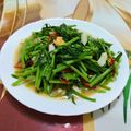 潘俊霖的(簡單料理) 的 鹹蛋炒空心菜 cooksnap