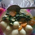 Cooksnap dari Indah Amalia Ummil Mu'minin untuk resep Bobor bayam wortel telur puyuh