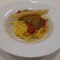 El cooksnap de Alfonso Cañero cuando hizo Pasta con pesto de tomate deshidratado pistachos y almendras.