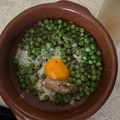 El cooksnap de Cesar cuando hizo Huevo al microondas con atún y guisantes.