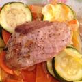 El cooksnap de María cuando hizo Atún a la plancha con salteado de calabacín y puré de papas.