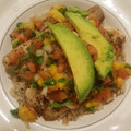 El cooksnap de Irma Gámez cuando hizo Filete de Tilapia en cama de arroz al cilantro y pico de gallo+mango&pepino.