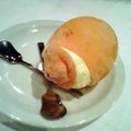 Mrs. Suleiman's cooksnap of when they made Sig's tangy lemon sorbet in frozen lemon shells,.