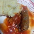 El cooksnap de Jesi cuando hizo Chorizos a la pomarola con puré.