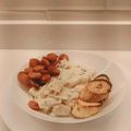 El cooksnap de Diana Hernandez Rangel cuando hizo Macarrones con queso y chorizo y plátano asado.