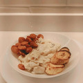El cooksnap de Diana Hernandez Rangel cuando hizo Macarrones con queso y chorizo y plátano asado.