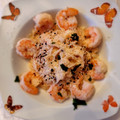 El cooksnap de nery susana buitrago garcia cuando hizo Fettuccine base de konjak al alfredo con camarones. Keto.