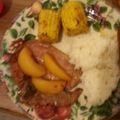 BBOY's cooksnap of when they made Peach Glazed Pork Chops with Cornbread Stuffing.