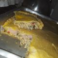 El cooksnap de Karen López cuando hizo Tarta de pollo con salsa blanca.