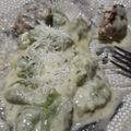 El cooksnap de Carina Vulcano cuando hizo Ñoquis de espinaca con mini albóndigas.