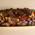 Thomas Guy's cooksnap of when they made Jerk glazed pork fillet, pineapple salsa, rice and peas 🇯🇲.