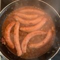 El cooksnap de Miriam Castejon cuando hizo Longanizas de pollo en salsa con jamón.