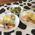 El cooksnap de Alba Sanchez Hidalgo cuando hizo Salmón al horno sobre puré de boniato con ensalada.