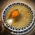 El cooksnap de Arianne cuando hizo Consomé al Jerez con Yema de huevo.