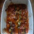 El cooksnap de Veronika Rocha cuando hizo Rollitos de berenjena con jamón York y queso al horno.