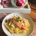 Cooksnap Cempaka Putih semasa beliau membuat Spageti carbonara versi santan.