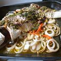 El cooksnap de Alvaro Greco cuando hizo Corvina a la vasca.