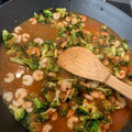 El cooksnap de leticia cuando hizo Paella de brócoli y gamba pelada.