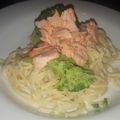 Cooksnap dari Umi Syarif untuk resep Spaghetti Carbonara with Salmon & Broccoli