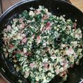 El cooksnap de Sonia Esteve cuando hizo Revuelto de espinacas con jamón y bacon.