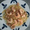 El cooksnap de Amat Bría Mireia cuando hizo Espaguetis integrales con langostinos al ajillo.