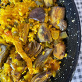 El cooksnap de Rodin cuando hizo Arroz con alcachofas y pollo.