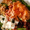 El cooksnap de IVJ89 cuando hizo Ensalada de espinacas con salmón ahumado, queso de cabra y pasas.