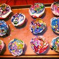 JessicaLynneMorrison's cooksnap of when they made Tie-Dye Cupcakes.