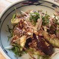 Felice's cooksnap of when they made Ponzu & Ume Sauce with Eggplants.