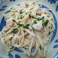 El cooksnap de Regina Hernandez cuando hizo Pasta Alfredo con camarones.