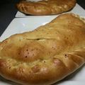 Marilyn 's cooksnap of when they made Basic pizza stone calzone.