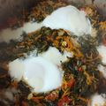 El cooksnap de Valeria cuando hizo Kale salteado con verduras y huevos estrellados.