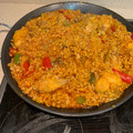 El cooksnap de Alfredo cuando hizo Paella de arroz con pollo.